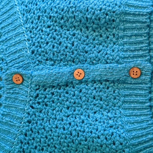 NWOT Free People Beach Blue Cropped Knit Cardigan - Picture 6 of 7